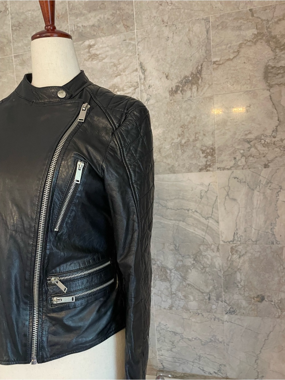 ZARA Woman Faux Leather Biker Moto Jacker - Picture 7 of 12